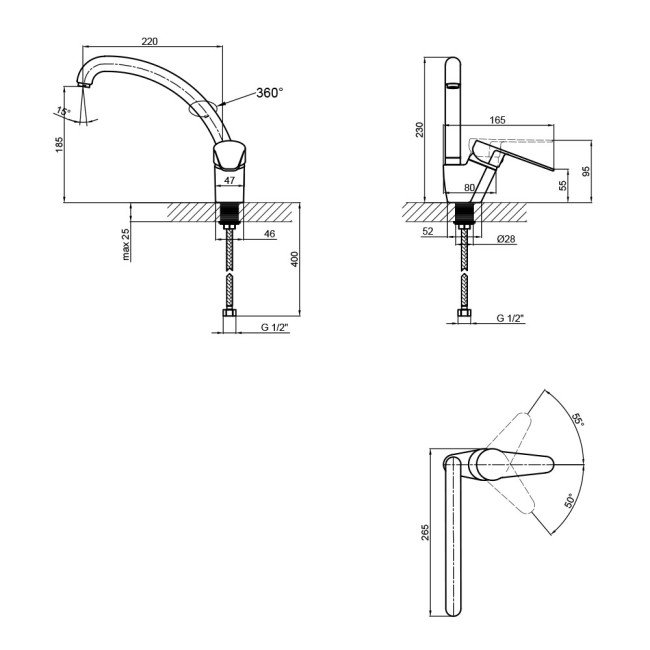 Смеситель для кухни Lidz (BLA) 14 43 008F-3 2