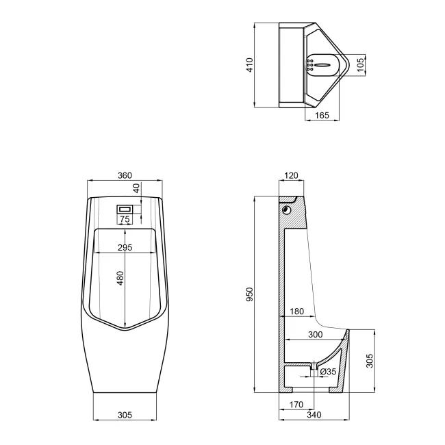 Писсуар напольный Qtap Scorpio с ИК-датчиком автоматического смыва DC 420х350х960 White QT1488U960A01DCW 2 Писсуар напольный Qtap Scorpio с ИК-датчиком автоматического смыва DC 420х350х960 White QT1488U960A01DCW 2