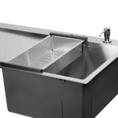 Набір 3 в 1 Qtap кухонна мийка DK6845R 3.0/1.2 мм Satin + сушарка + дозатор для миючого засобу