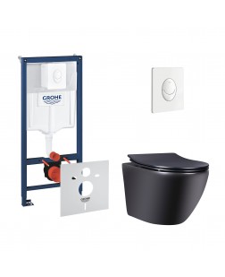 Набор инсталляция 4 в 1 Grohe Rapid SL 38722001 + унитаз с сиденьем Qtap Robin QT1333046ENRMB