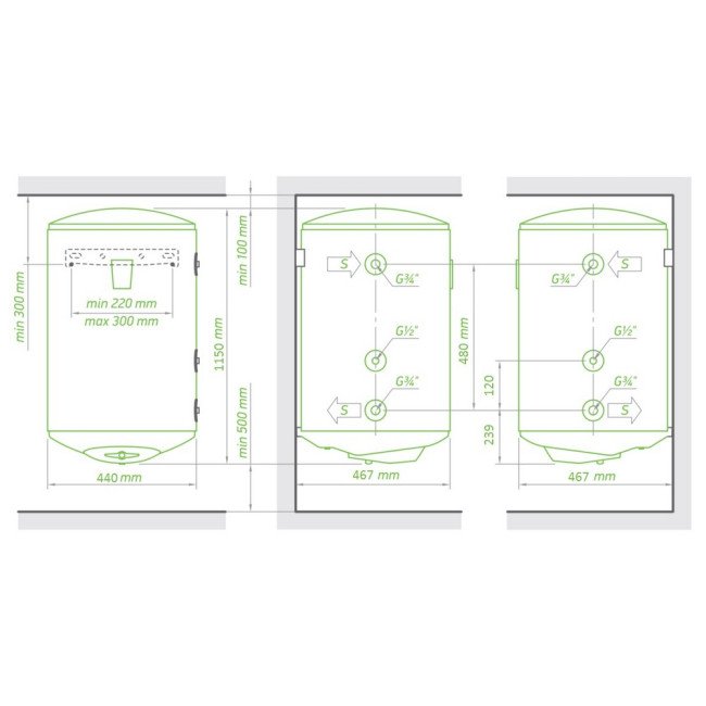 Комбинированный водонагреватель Tesy Bilight 120 л, мокрый ТЭН 2,0 кВт (GCVS1204420B11TSRCP) 303301 2