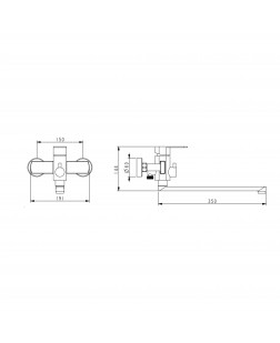 Смеситель для ванны Lidz Luna 005 (c душевым гарнитуром) (k35) LDLUN005NKS46093 Nickel