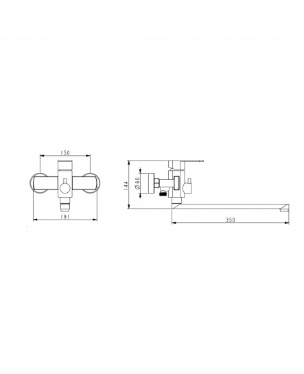 Смеситель для ванны Lidz Luna 005 (c душевым гарнитуром) (k35) LDLUN005NKS46093 Nickel