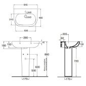 Раковина Azzurra Pratica PRA200B1 с п'єдесталом