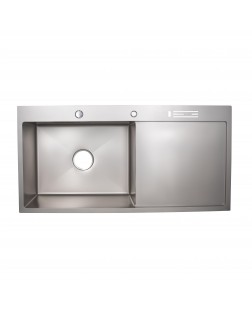 Кухонна мийка Lidz LH10050B 3.0/1.0 мм Brush (LIDZLH10050BBRU3010) з вбудованним тримачем для ножів