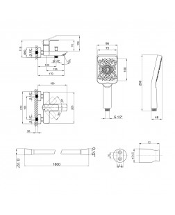 Комплект Qtap Lipno: Смеситель для ванны QTNH3023101DG + Душевой комплект (QTRUCA145S1GRP+QTHADPVC160G+QT829910842854GRP)