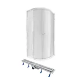 QT Душова кабіна PRESTO CRM1099AP5, півколо, 90x90, скло 5мм Pear з QT Dry FA304-700 Лінійний трап (подарунок), акційний набір