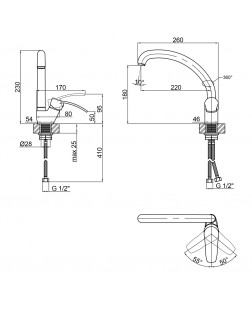 Змішувач для кухні Lidz 41 86 008F-3 (k40) LD4186008F3CRM35123 Chrome