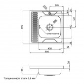 Кухонна мийка Lidz 6060-R 0,6 мм Polish (LIDZ6060RPOL06)