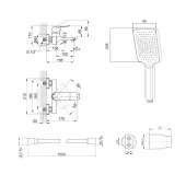 Комплект Qtap Nihonto: Змішувач для ванни QTNH3022101DCB + душовий комплект (QT054BL43074+QTRUC125BLM45780+QT829910842854OB)