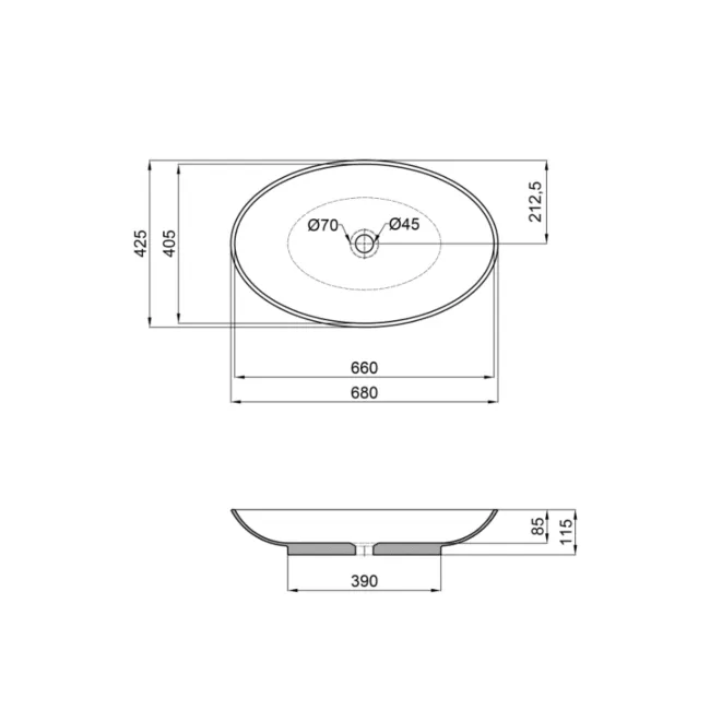 Раковина-чаша Qtap Dove 680х420х120 White QT0611K160WN 2 Раковина-чаша Qtap Dove 680х420х120 White QT0611K160WN 2