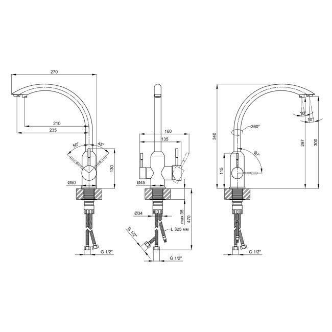 Смеситель для кухни и питьевой воды Lidz Aria 020F2 с подключением для питьевой воды (k35) LDARI020F2NKS28781 Nickel 2