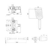 Комплект Qtap Lipno: Смеситель для душа QTLIPNO4023101CB + Душевой комплект (QT054BL43074+QTRUC125BLM45780+QT829910842854OB)