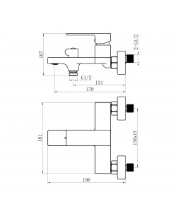 Змішувач для ванни Qtap Gemini (з душовим гарнітуром) QTGEM259BLM45682 Black Matt