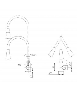 Змішувач для кухні Lidz Aria 015F31 з гнучким виливом (k35) LDARI015F31GNK31871 Grey / Nickel