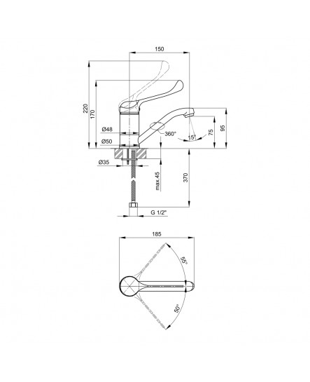 Змішувач для раковини Lidz Watt 002M з поворотним виливом (k40) LDWAT002MCRM34861 Chrome