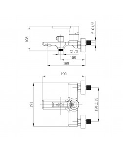 Змішувач для ванни Qtap Taurus (з душовим гарнітуром) QTTAU259BLM45662 Black Matt