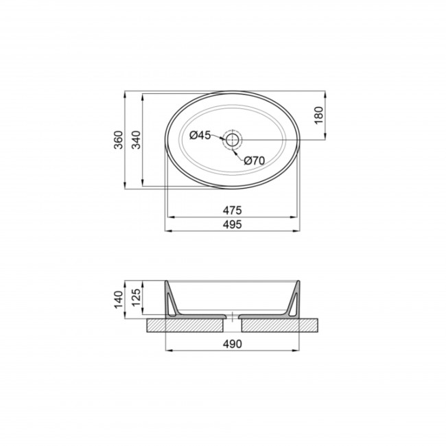 Раковина-чаша Qtap Kolibri 500x360x140 White QT10113054WN