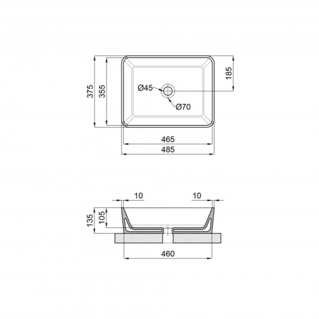 Раковина-чаша Qtap Tern 475х370х140 Matt black QT172074MBMBN