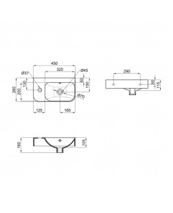 Раковина Qtap Tern 450х260х155 White QT17115117LWN