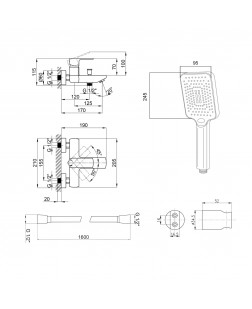 Комплект Qtap Lipno: Змішувач для ванни QTNH3023101DCB + душовий комплект (QT054BL43074+QTRUC125BLM45780+QT829910842854OB)