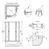 Душевая кабина Lidz Wieza SC80x80.SAT.HIGH.L, стекло Linie 4 мм
