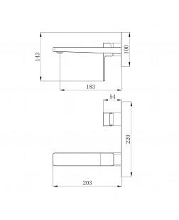 Смеситель для раковины Qtap Gemini скрытого монтажа QTGEM273BLM45694 Black Matt