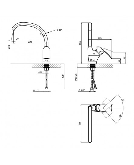 Змішувач для кухні Lidz 41 86 007F-3 (k40) LD4186007F3CRM35122 Chrome