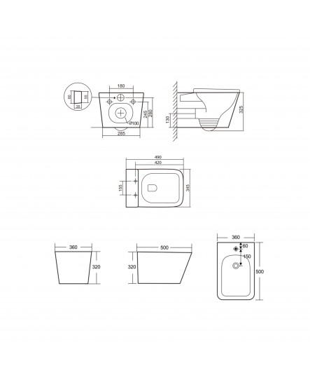 Комплект Qtap Tern Matt Black 2 в 1: унитаз подвесной  Ultra Quiet QT17332303ASMB + биде подвесное QT1755052FMB