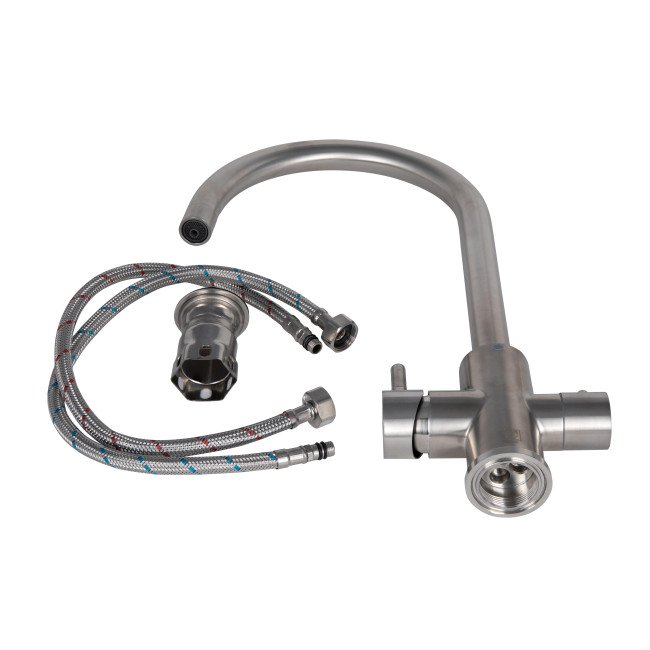 Смеситель для кухни Lidz Aria 24U-SFS, U-образный c подключением фильтра (k35)