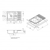 Кухонна мийка з додатковою чашею Qtap 7850-B 0,8 мм Satin (QT7850BSAT08)