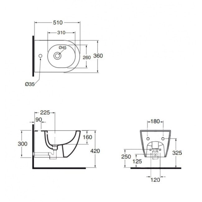 Біде підвісне Azzurra Comoda COM500B1SOSP 2