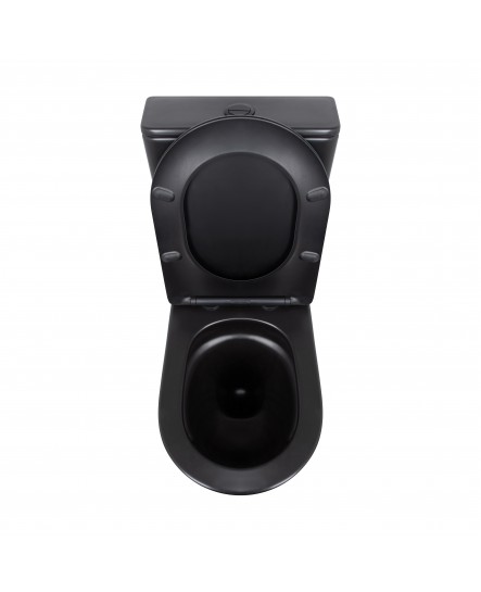 Унитаз напольный Qtap Robin Ultra Quiet безободковый с сиденьем Soft-Close MATT BLACK QT13226083AMB