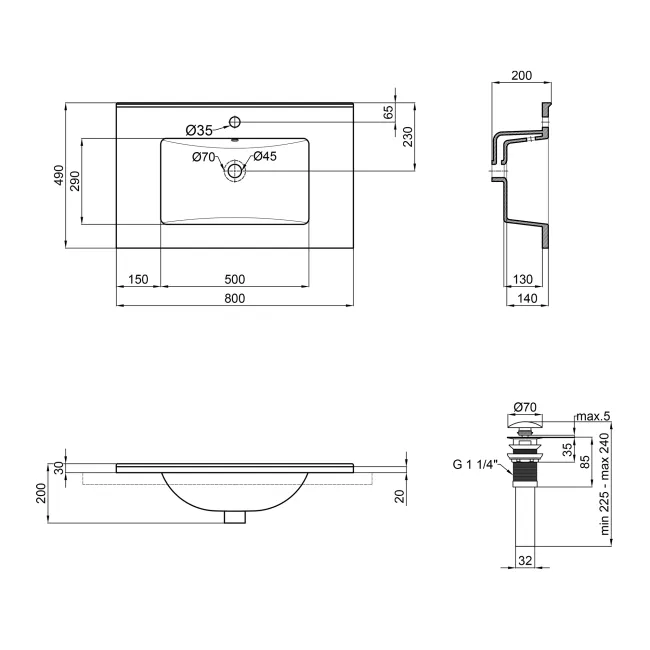 Раковина Qtap Albatross E49 800х490х200 White с донным клапаном QT01119080E49W 2 Раковина Qtap Albatross E49 800х490х200 White с донным клапаном QT01119080E49W 2