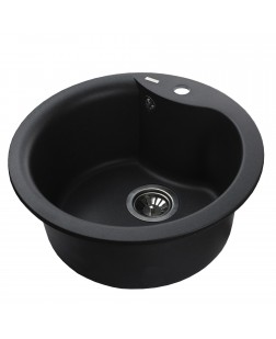 Гранітна мийка Globus Lux ORTA чорний металiк 485мм-А0001