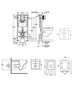 Набор инсталляция 5 в 1 Grohe Rapid SL 38827000 + унитаз с сиденьем Qtap Crow QT05335170W