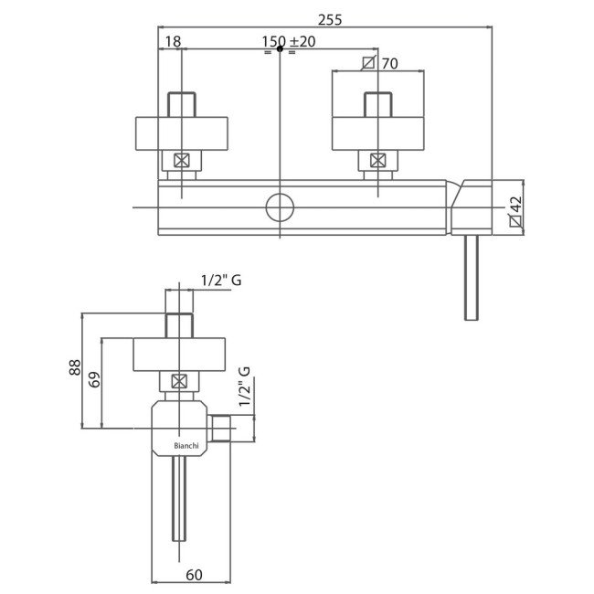 Смеситель для душа Bianchi Kubik ESDKBK2005SKCRM 2