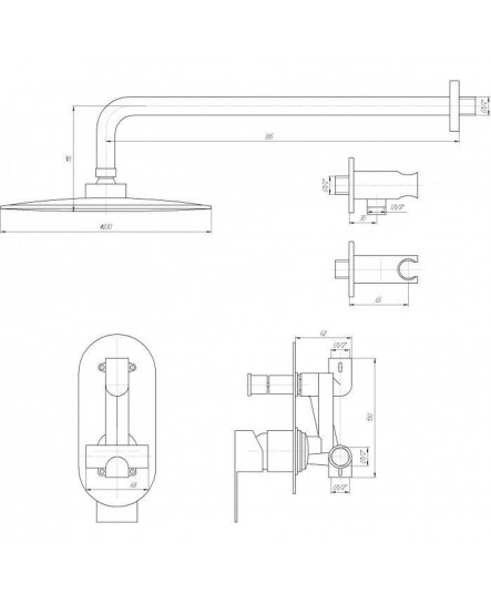 Змішувач для душу вбудований TOPAZ BARTS TBG 07205-G-H36