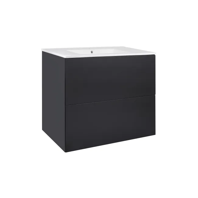 Комплект Qtap Tern 700х580х437 Matt black тумба підвісна + раковина урізна QT1772TPL7023070CMB Комплект Qtap Tern 700х580х437 Matt black тумба підвісна + раковина урізна QT1772TPL7023070CMB
