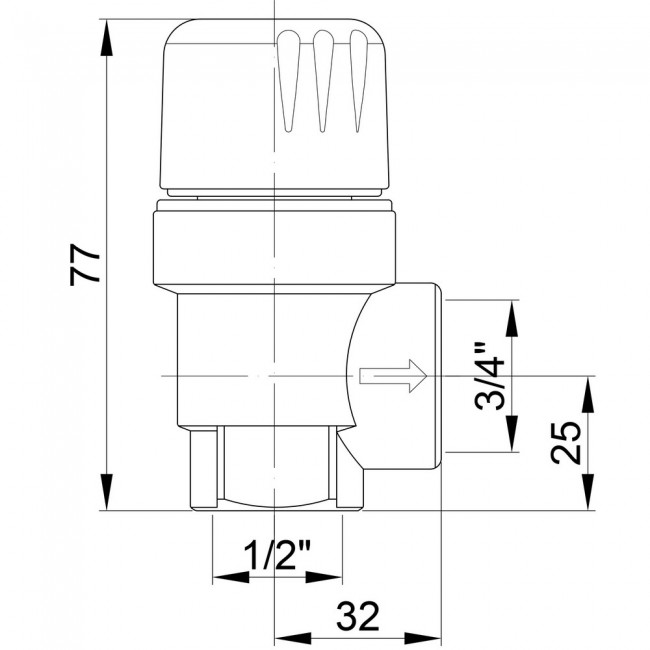 Предохранительный клапан Icma 1/2"х3/4" ВР для гелиосистемы №S121