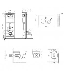 Набор Qtap инсталляция 4 в 1 с панелью смыва Nest (QT0133M425 + QT0111M11V1114W) + унитаз с сиденьем Jay QT07335176W