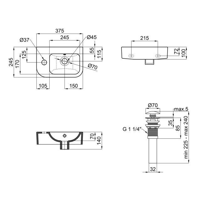 Раковина Qtap Tern 375х245х135 White с донным клапаном QT171110100LW 2 Раковина Qtap Tern 375х245х135 White с донным клапаном QT171110100LW 2