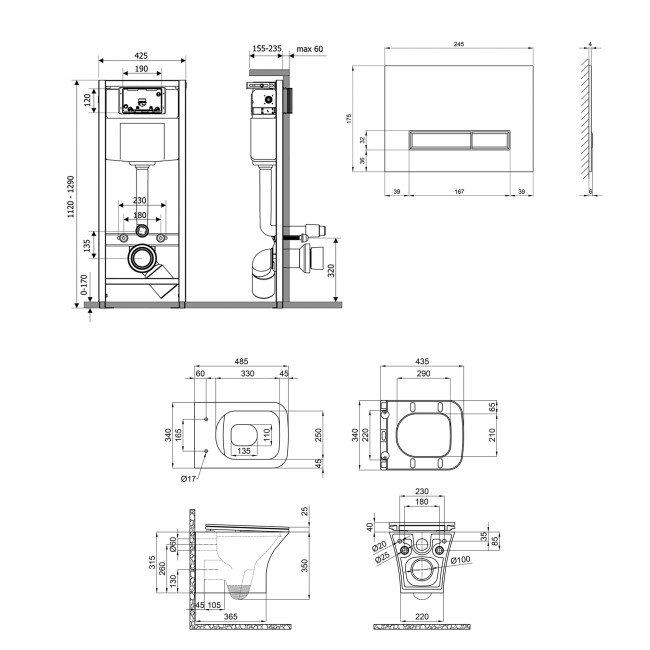 Набір Qtap інсталяція 4 в 1 з панеллю змиву Nest (QT0133M425 + QT0111V1105GW) + унітаз з сидінням Presto QT24332615EW 2