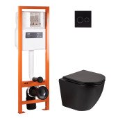 Набір Qtap інсталяція 4 в 1 з панеллю змиву Nest (QT0233M370 + QT0211P01V1178MB) + унітаз з сидінням Robin QT13332141ERMB Набір Qtap інсталяція 4 в 1 з панеллю змиву Nest (QT0233M370 + QT0211P01V1178MB) + унітаз з сидінням Robin QT13332141ERMB