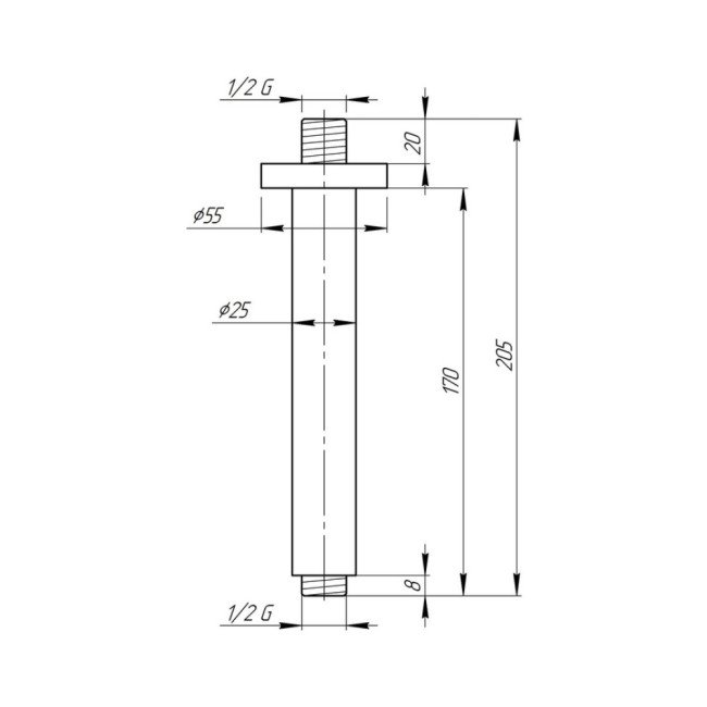 Кронштейн для верхнього душу Qtap 0012 CRM 2
