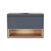 Тумба підвісна Qtap Robin 700х476х437 Graphite/Whitish oak зі стільницею QT1379TPН7002GWO