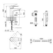 Змішувач для раковини Qtap Flaja 1510L102C з лійкою для гігієнічного душу