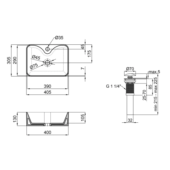 Раковина-чаша Qtap Crow 400х300х140 White с донным клапаном QT05117040JW 2 Раковина-чаша Qtap Crow 400х300х140 White с донным клапаном QT05117040JW 2