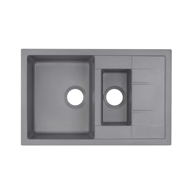 Кухонная мойка с дополнительной чашей Qtap CS 7648 Grey (QT7648GRE471) Кухонная мойка с дополнительной чашей Qtap CS 7648 Grey (QT7648GRE471)