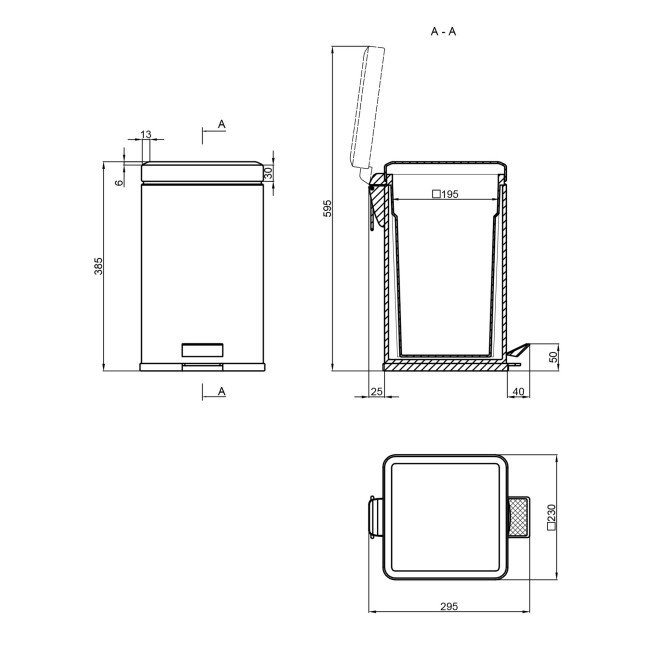 Ведро для мусора Lidz (CRM) 121.11.12 12 л 2